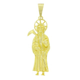 14k Yellow Gold Solid Santa Muerte Grim Reaper Angel of Death Charm Pendant 7g