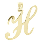 14k Yellow Gold Initial Letter H Alphabet Charm Pendant - Letter H,Yellow