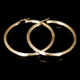 Italian 14k Yellow Gold Twisted Round Hoop Earrings 1.7" 3mm 3.7 grams