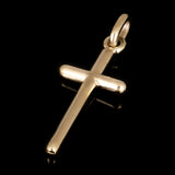 14k Yellow Gold Solid High Polish 3D Puffy Cross Charm Pendant 1.4" 2.8 grams