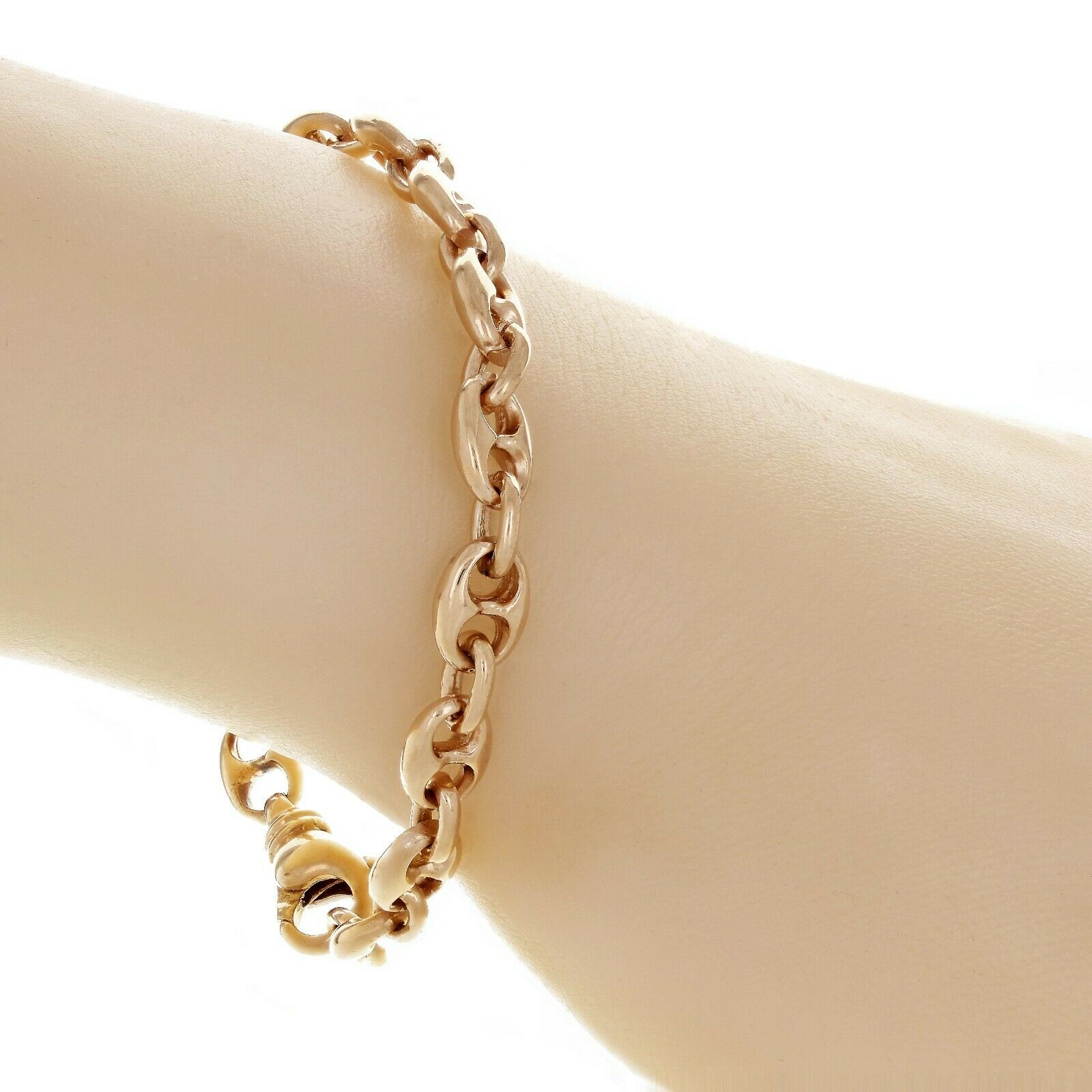 14k Rose Gold Handmade Fashion Link Bracelet 8" 7.5mm 27.5 grams - Rose,8"