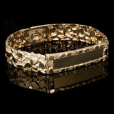 10k Yellow Gold Solid Chunky Nugget ID Bracelet Adjustable 7.5" 15.8mm 34.5 grams - 7.5" 34.5 grams