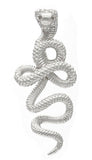 14k White Gold Detailed 3D Cobra Snake Charm Pendant 2" 14.2 grams