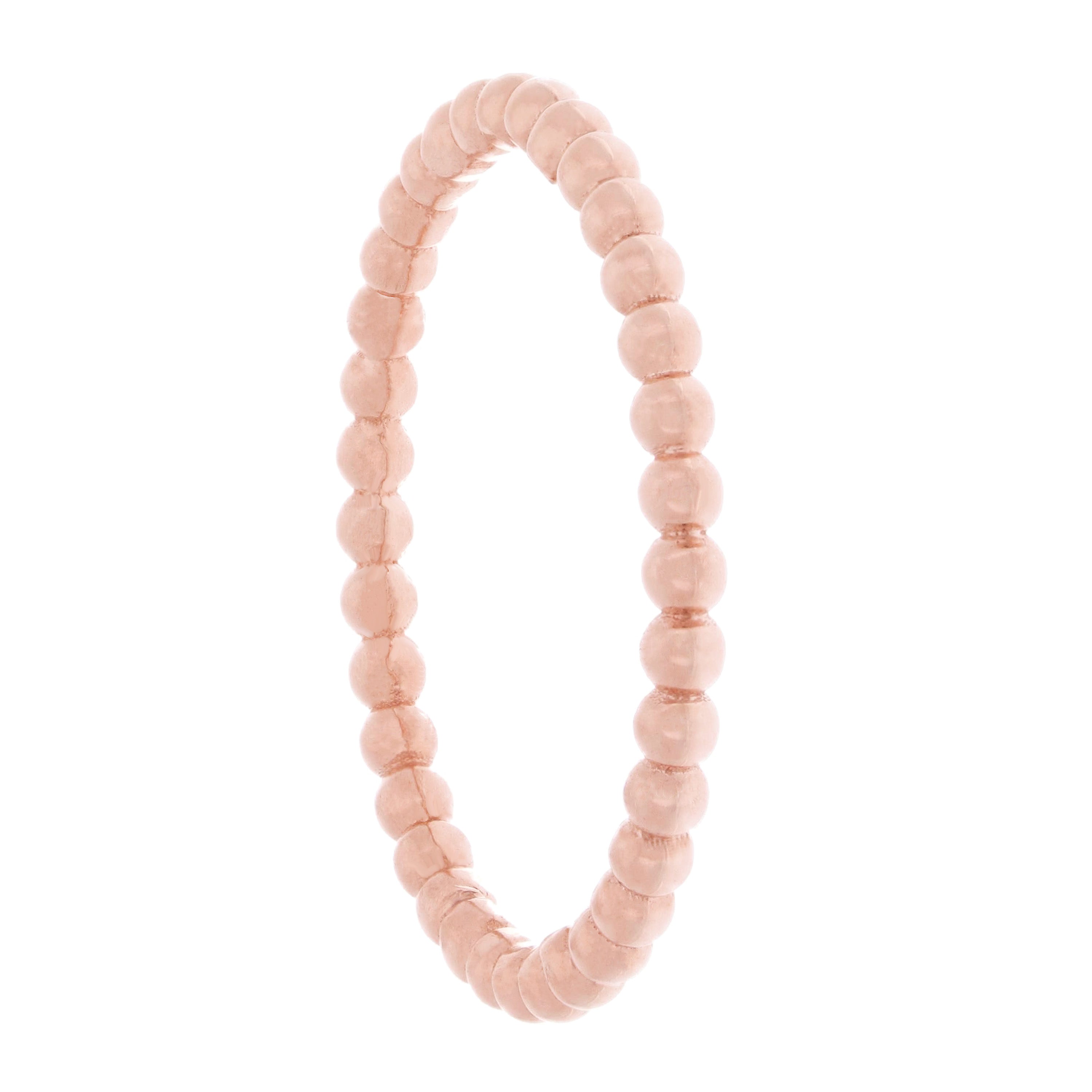 14k Rose Gold Bright Polished Beaded Slim Stackable Ring Band Size 4.5 - Rose