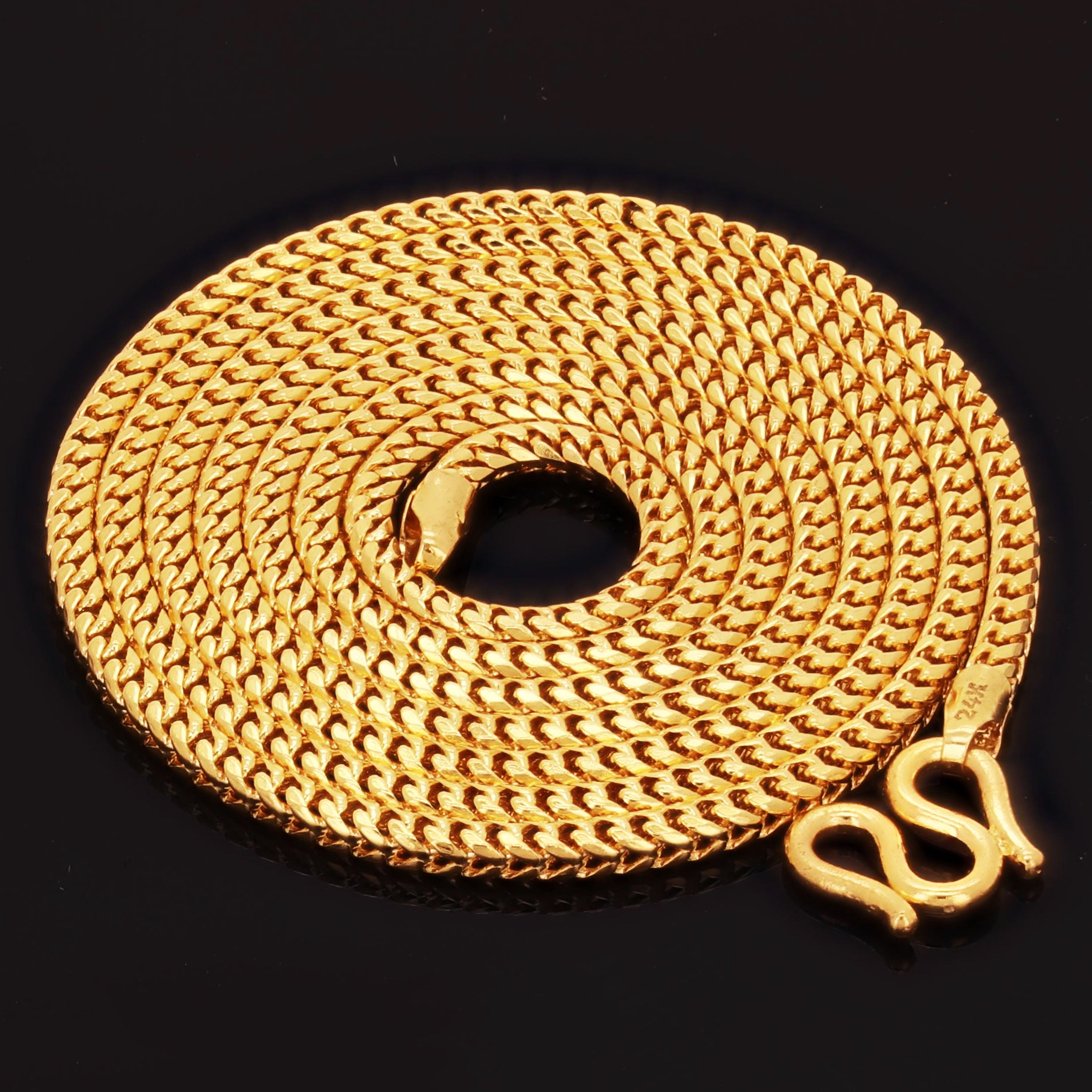 Italian 24k Yellow Gold Solid Franco Chain Necklace 20" 2mm 19.6 grams - 20" 19.6 grams
