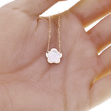 Italian 14k Yellow Gold Pearl Flower Charm Pendant Necklace 16.5-17.5" 2 grams
