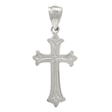 14k White Gold Christian Cross Religious Charm Pendant 1" 1.3 grams - White