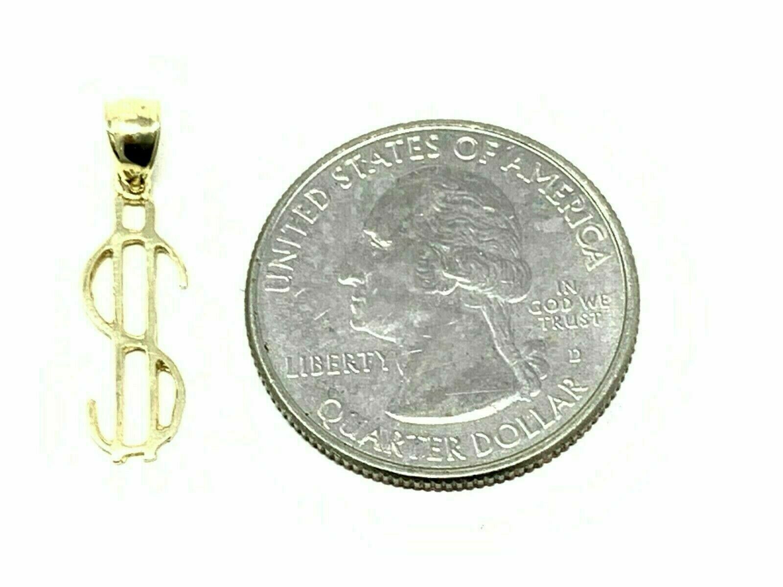 14k Yellow Gold Dollar Sign $ Money Charm Pendant 0.6 gram