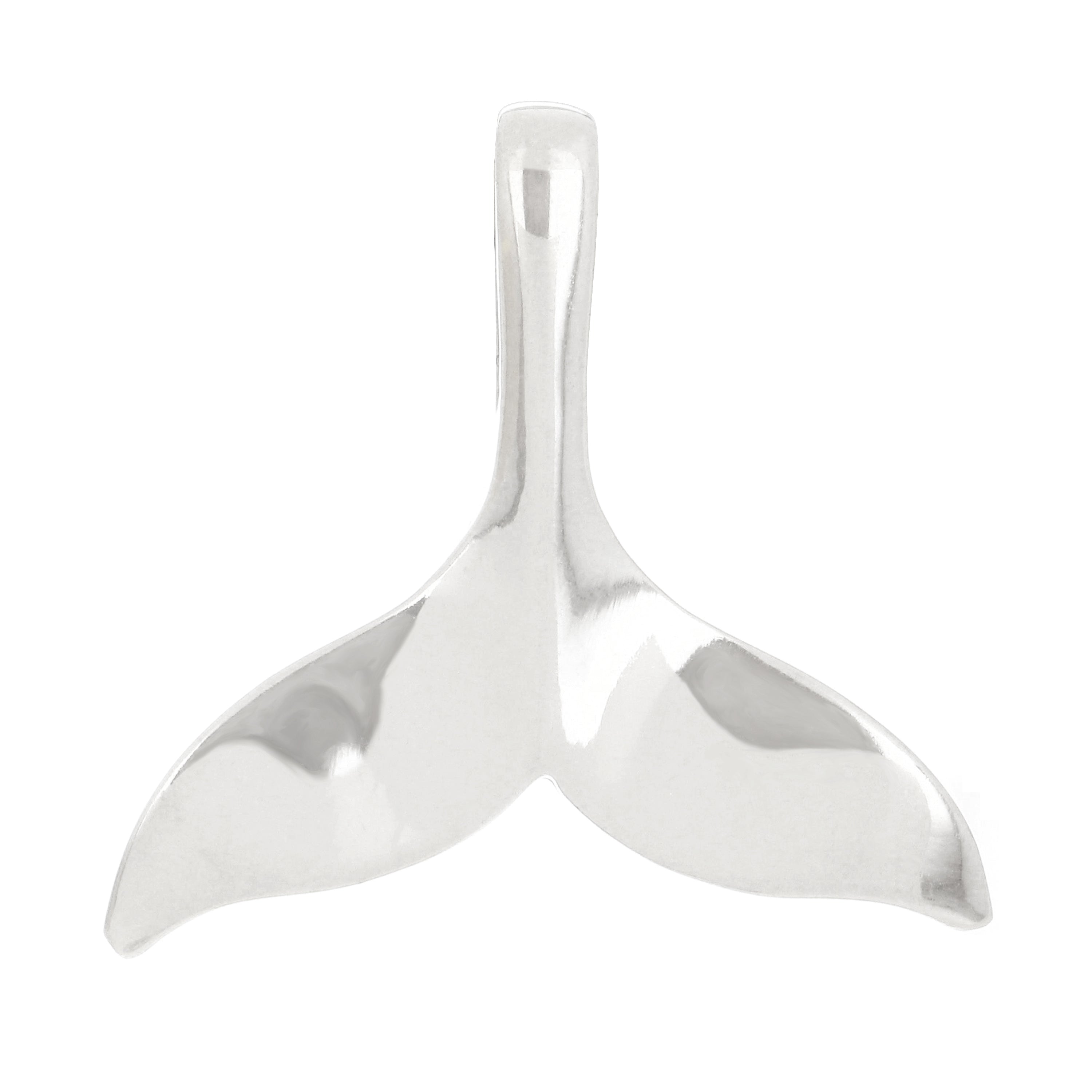 14k White Gold Polished Whale Tail Pendant - White