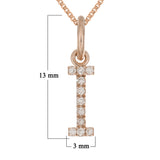 14k Rose Gold Diamond Initial Letter I Charm Pendant Necklace 18" - Letter I,Rose