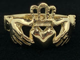 14k Yellow Gold Solid Claddagh Irish Ring Love Friendship Size 7.75