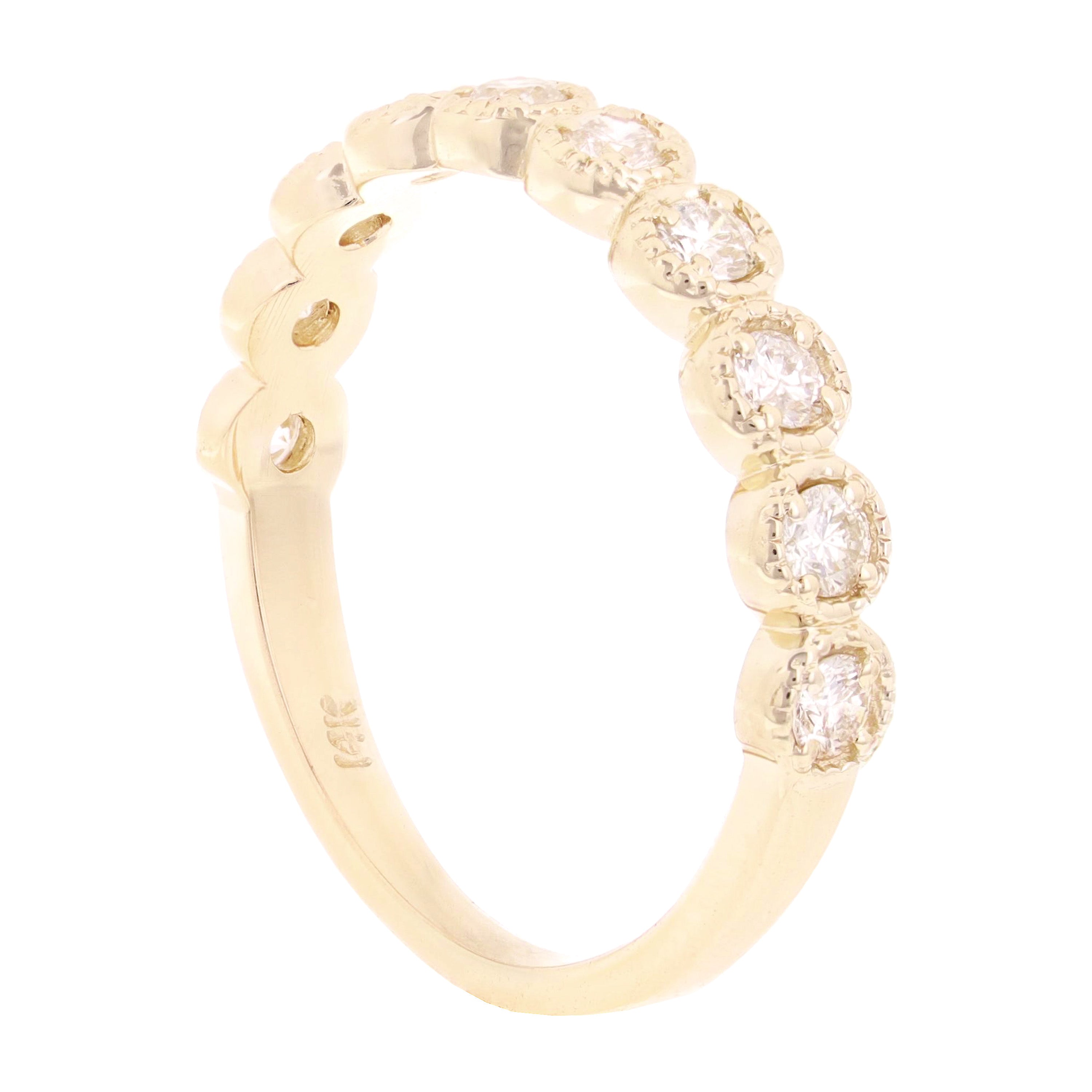 14k Yellow Gold 0.44ctw Diamond Polished Modern Stackable Wedding Band Size 6.5 - Yellow