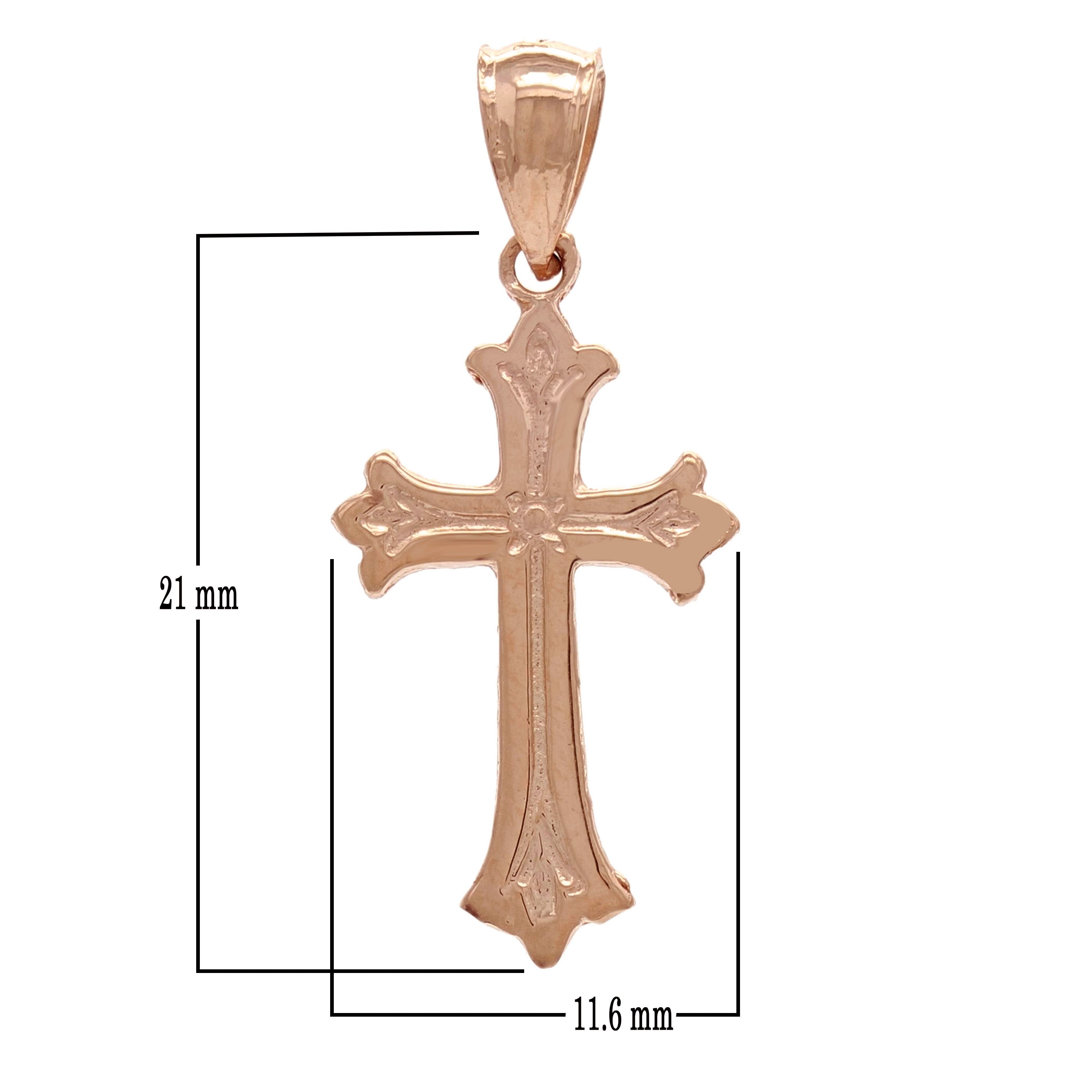 14k Rose Gold Christian Cross Religious Charm Pendant 1" 1.3 grams - Rose
