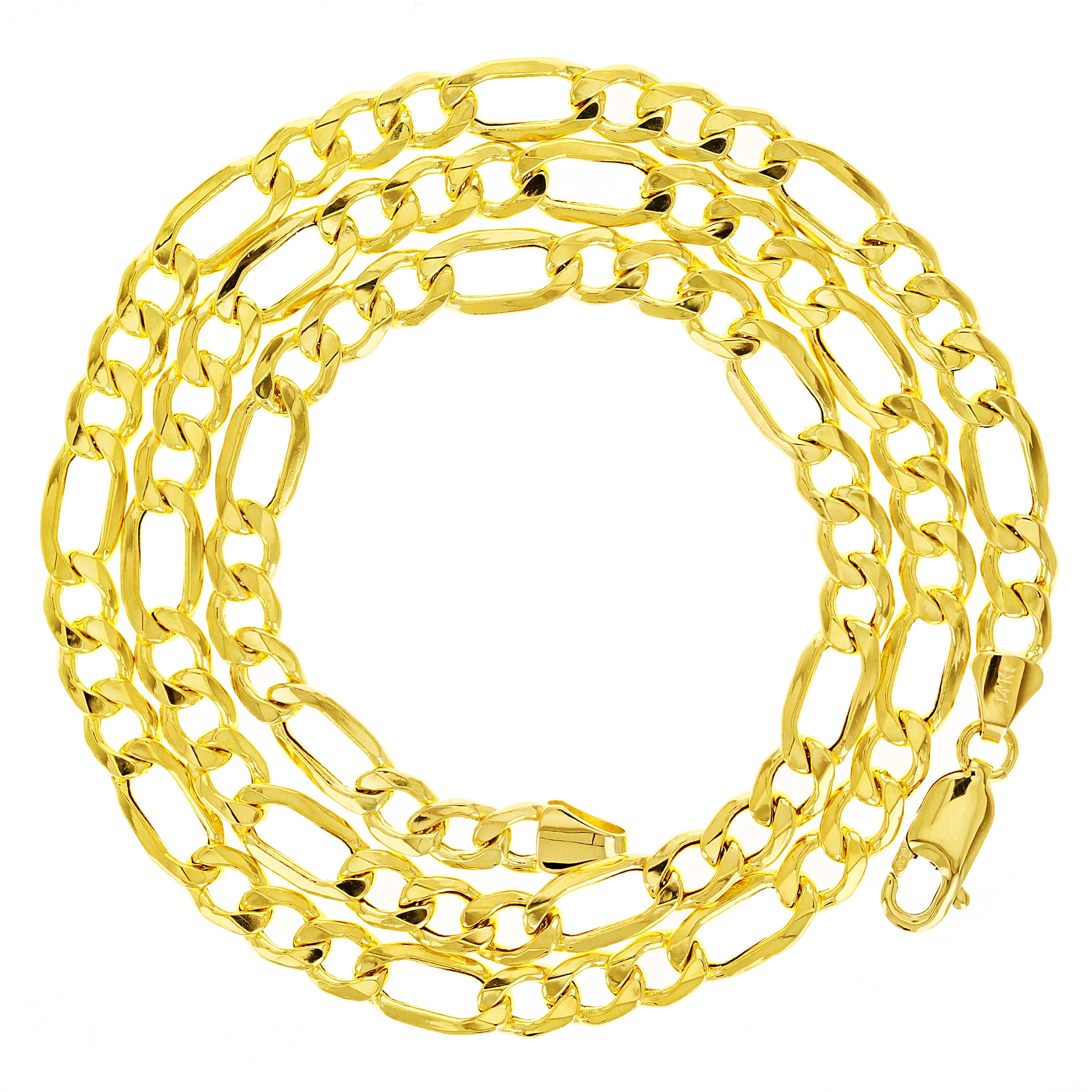 Italian 14k Yellow Gold Hollow Figaro Chain Necklace 20" 6mm 12.3 grams - 20" 12.3 grams