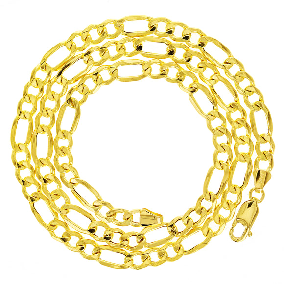 Italian 14k Yellow Gold Hollow Figaro Chain Necklace 20