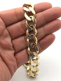 Men's 14k Solid Yellow Gold Flat Cuban Link Chain Bracelet 9" 12.5mm 45 grams - Yellow,9"