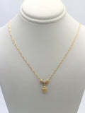 14k Tri Color Gold Ball Beads Lady Bug Charms Singapore Chain Necklace 17"