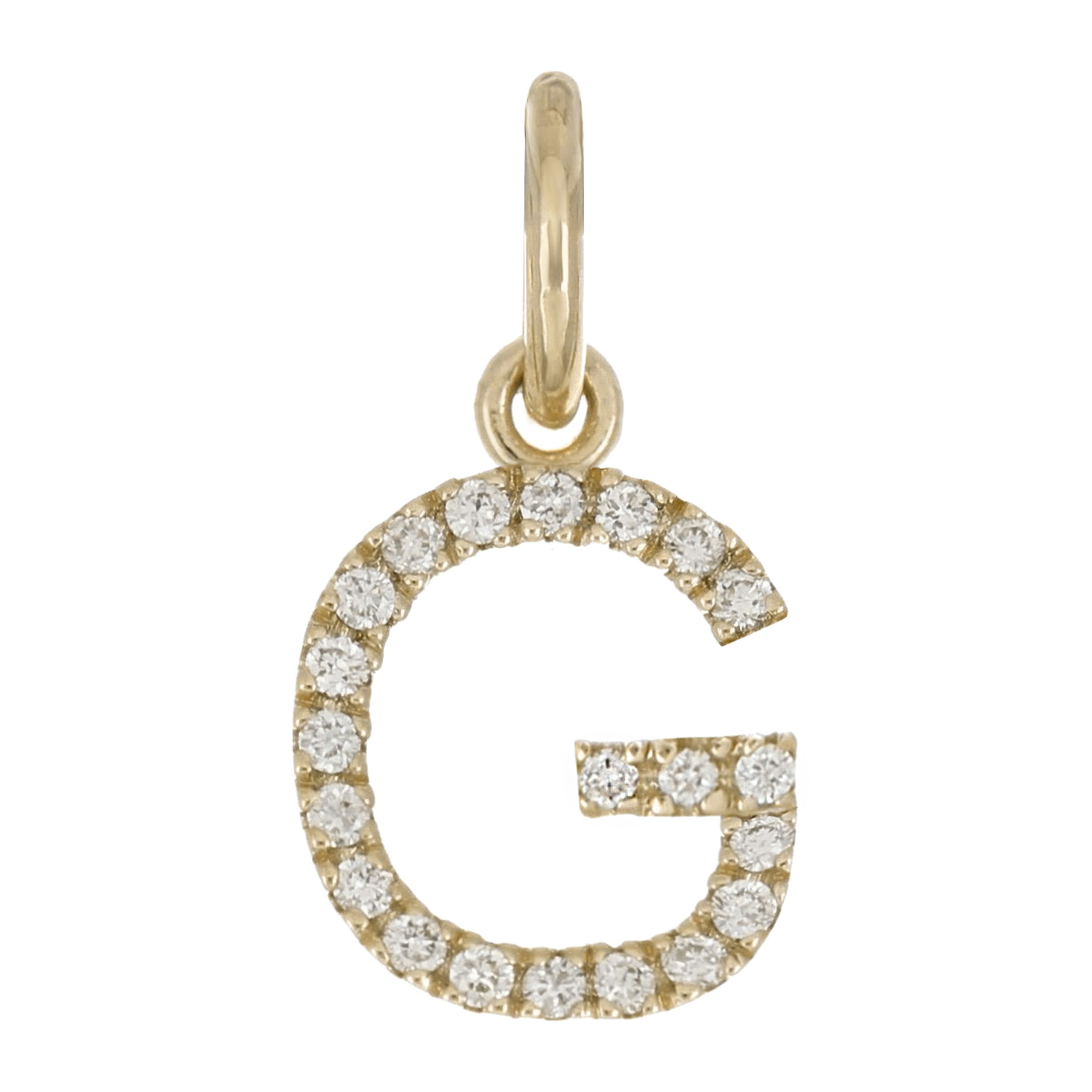 14k Yellow Gold Diamond Initial Letter G Charm Pendant - Letter G,Yellow