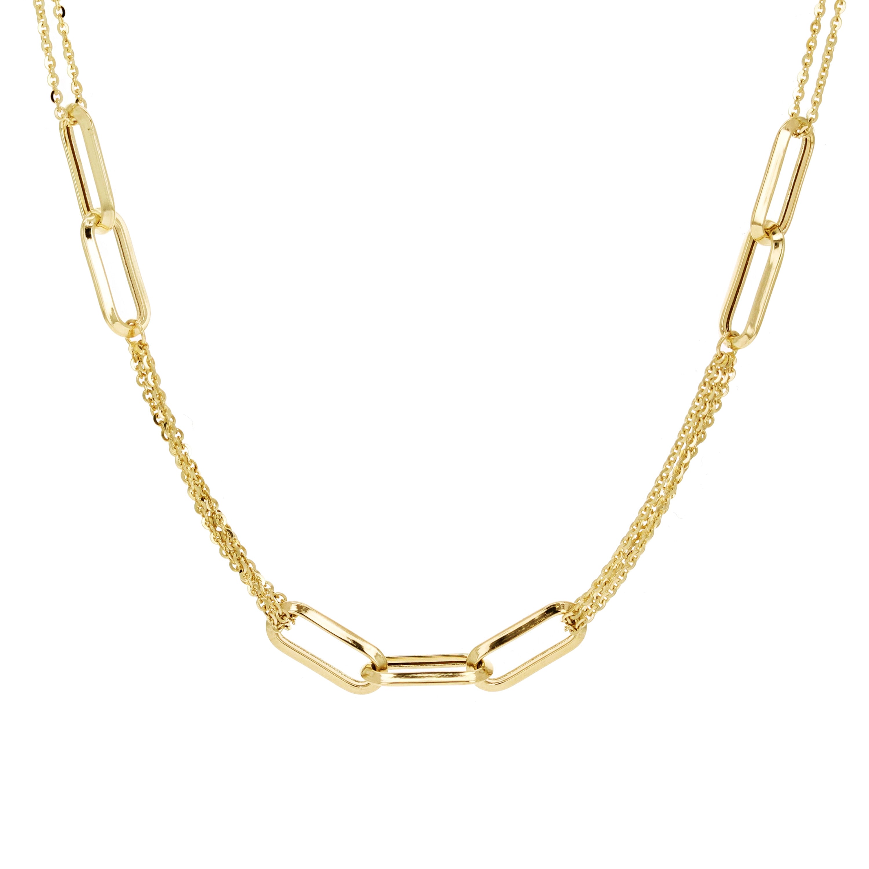 Italian 14k Yellow Gold Paper Clip Link Rolo Chain Necklace 18" 6.7 grams