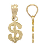 14k Yellow Gold Money Dollar Sign Charm Pendant 0.5 gram Small - Yellow
