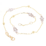 Italian 14k Yellow & White Gold Hand of Fatima Station Anklet Bracelet 10" 2.6g
