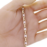 Italian 14k Yellow & White Gold Ovall Round Beads Links Bracelet 8.5" 5.5mm 8.4g