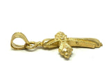 14k Yellow Gold Solid Small Cross Religious Charm Pendant 1.2 grams