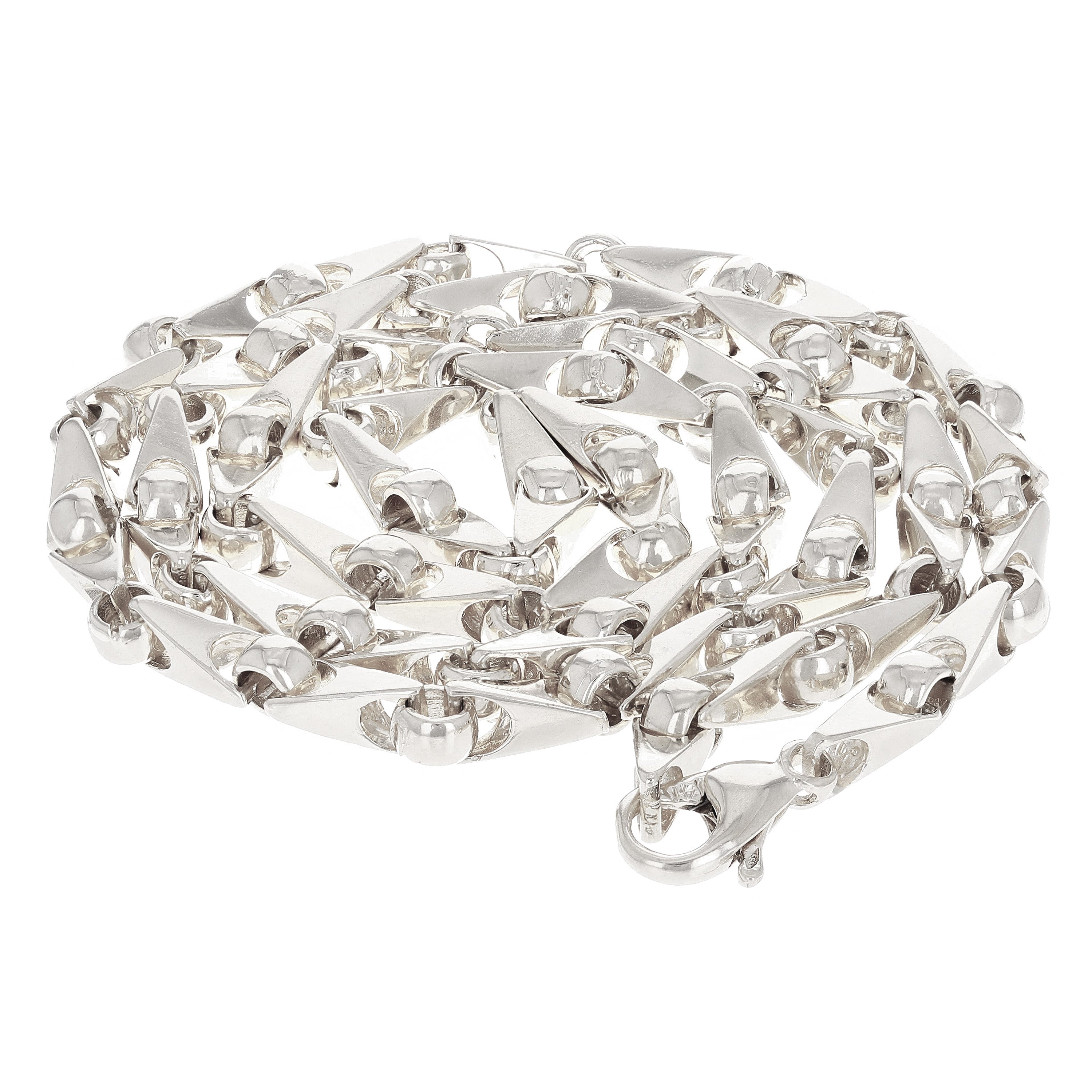 10k White Gold Solid Handmade Link Chain Necklace 20" 5mm 44.5 grams - White,20" 44.5 grams