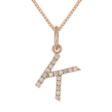14k Rose Gold Diamond Initial Letter K Charm Pendant Necklace 18" - Letter K,Rose