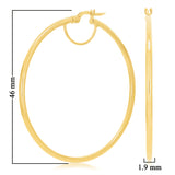 Italian 14k Yellow Gold High Polish 2mm 1.75" Diameter Round Hoop Earrings 2.5g