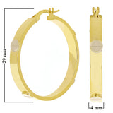 Italian 14k Yellow & White Gold Love Screw Design Hollow Hoop Earrings 1.1" 4mm