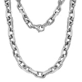 10k White Gold Handmade Fashion Link Necklace 28" 7.94mm - White,28"