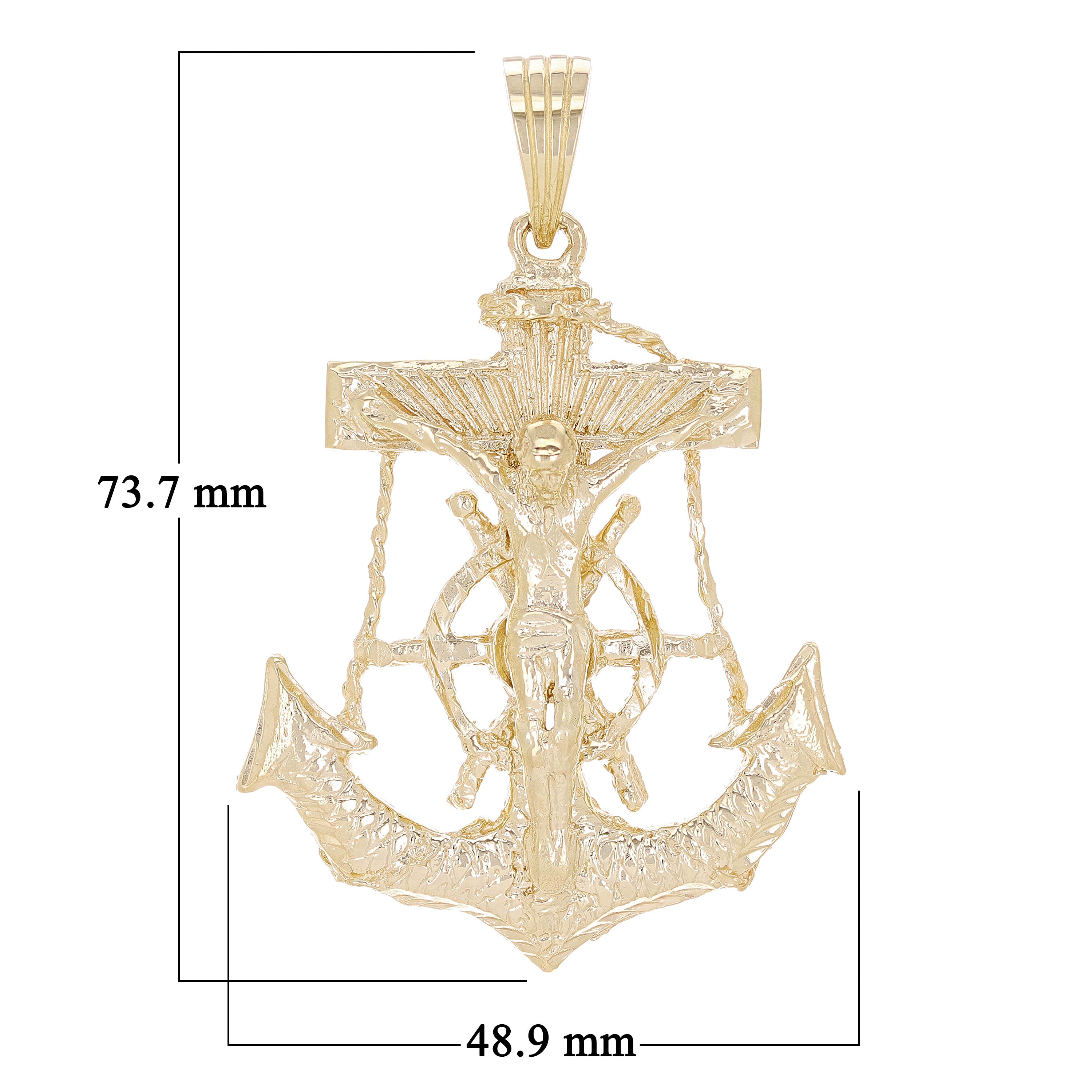 10k Yellow Gold Solid Big Anchor Mariner Cross Jesus Crucifix Pendant 2.9� 31.6g