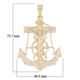 10k Yellow Gold Solid Big Anchor Mariner Cross Jesus Crucifix Pendant 2.9� 31.6g