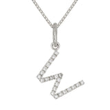 14k White Gold Diamond Initial Letter W Charm Pendant Necklace 18" - Letter W,White