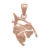 14k Rose Gold Wish Bone with Clover Lucky Pendant - Rose