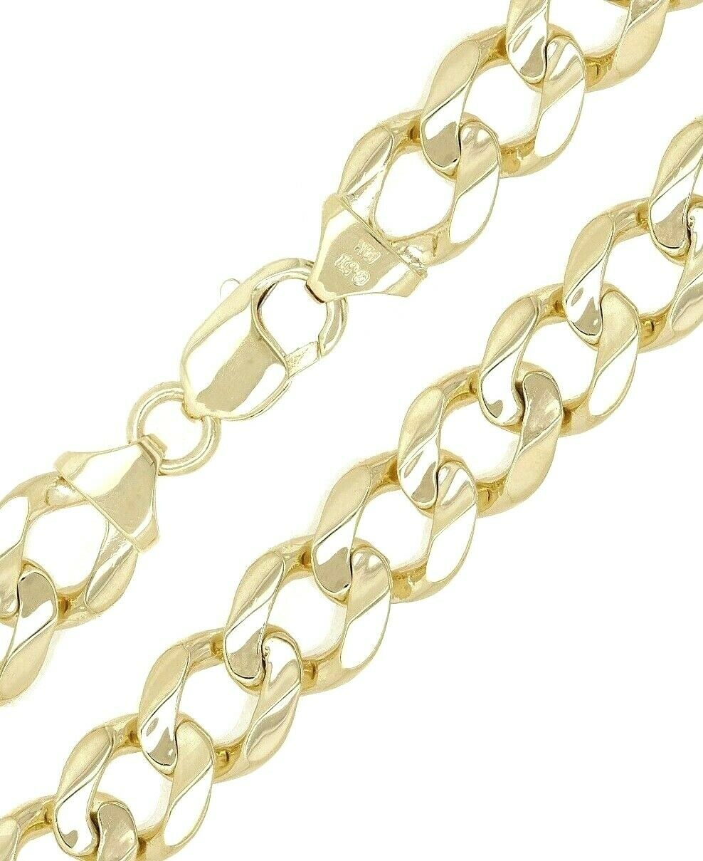 Men's 14k Solid Yellow Gold Flat Cuban Link Chain Bracelet 9.25" 46.3 grams - Yellow,9.25"