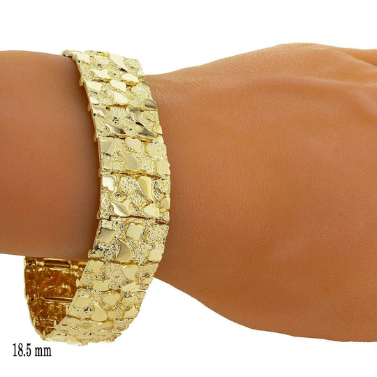 Men's 14k Yellow Gold Solid Nugget Bracelet 8