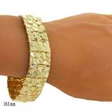 Men's 10k Yellow Gold Solid Nugget Bracelet 8"- 8.5" 18.5mm 50 grams