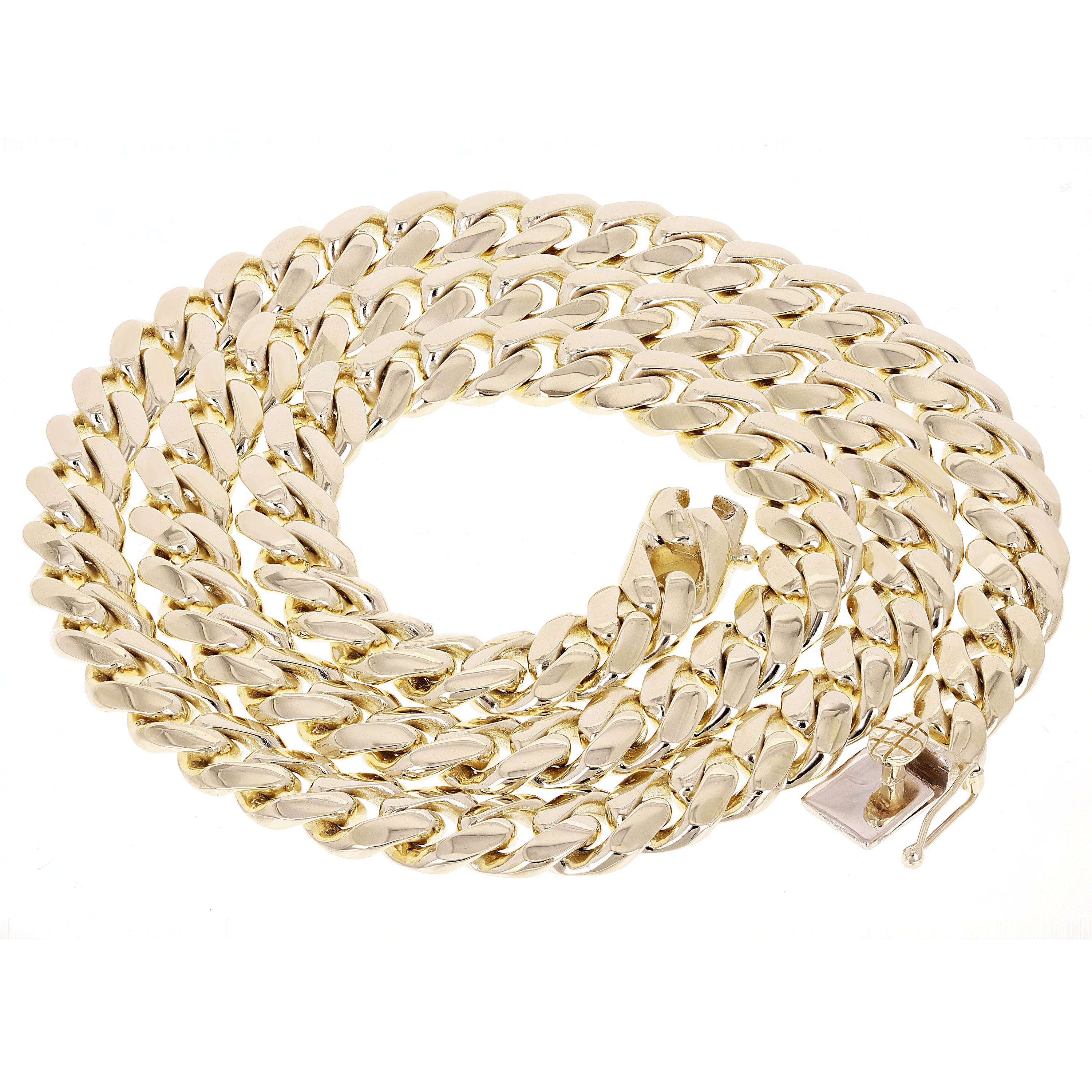 10k Yellow Gold Solid Heavy Miami Cuban Chain Link Necklace 20" 10 mm 130 grams with Box Clasp - Yellow,20"
