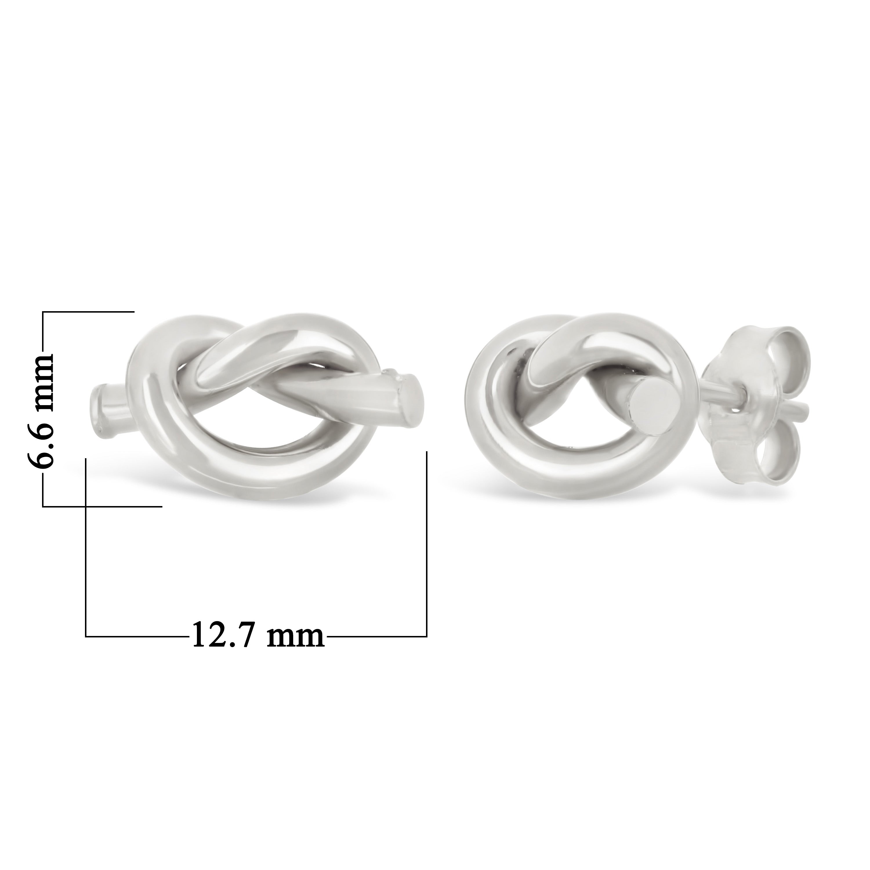 Italian 14k White Gold Bright Shine Dainty Pretzel Love Knot Stud Earrings
