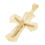 Italian 14k Yellow Gold Filigree Crucifix Cross Charm Pendant 1.7" 3 grams - Yellow