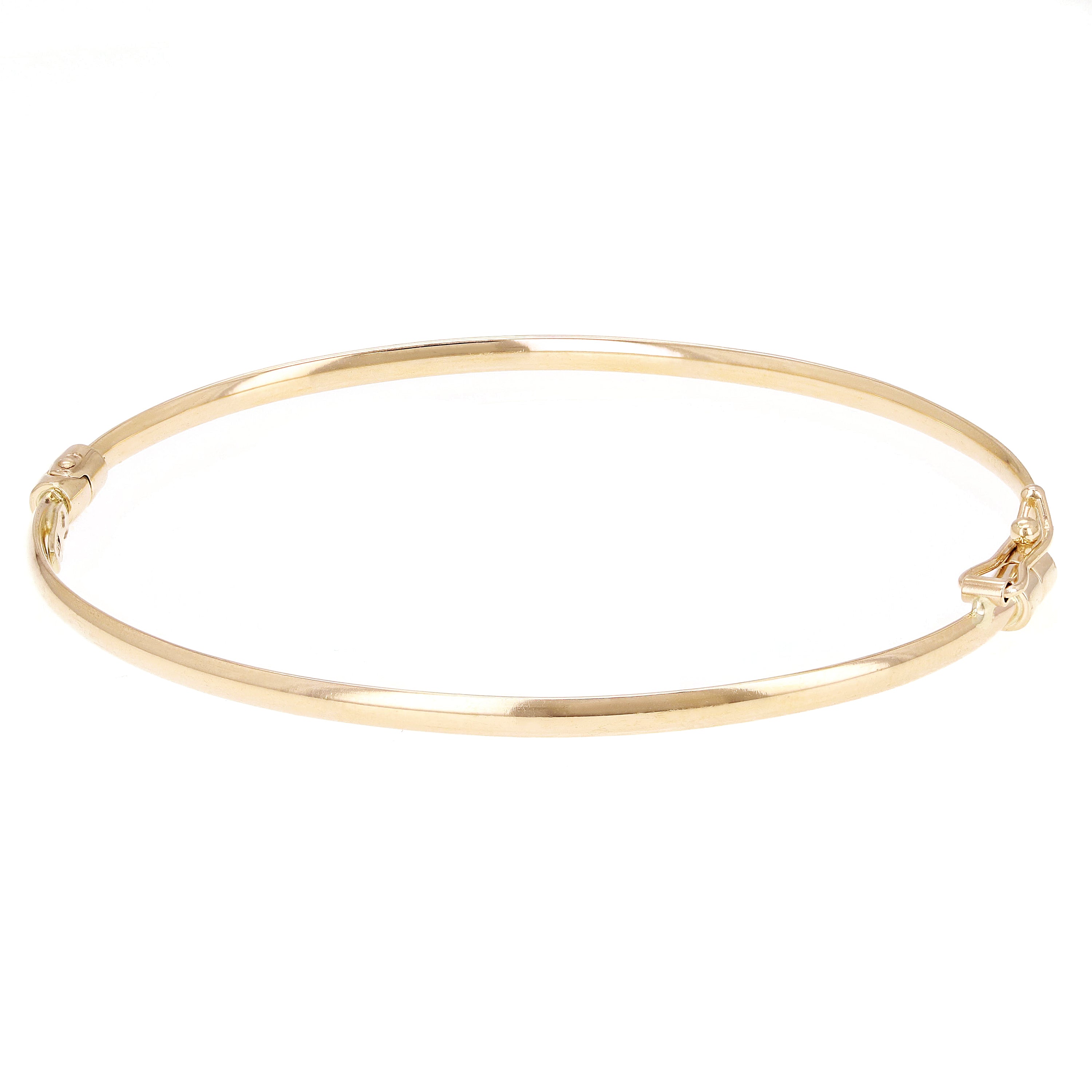 Italian 14k Yellow Gold Hollow Polish Hinged Bangle Bracelet 7" 2.5mm 2.6 grams