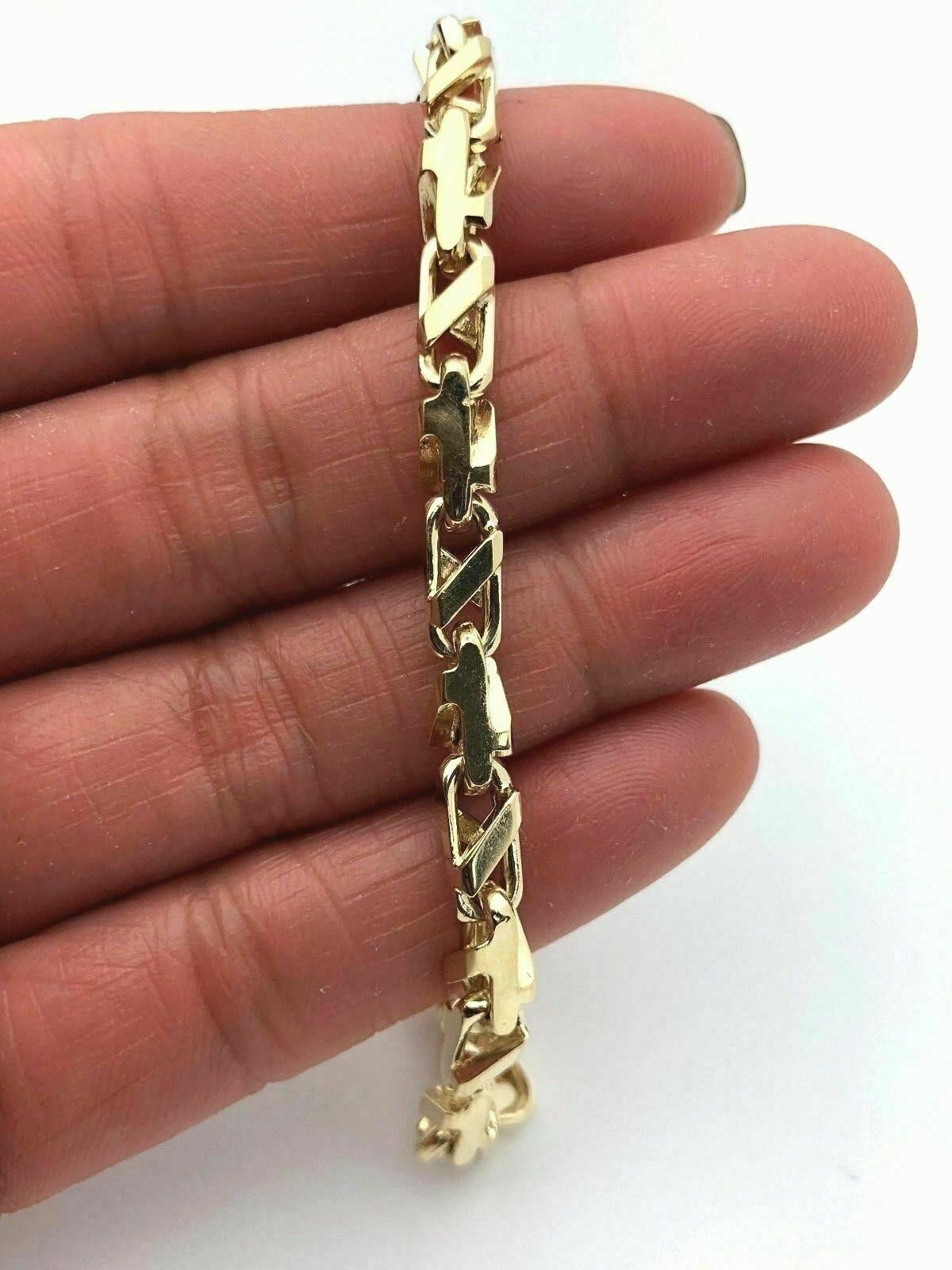 Men's 14k Yellow Gold Handmade Fashion Link Bracelet 7" 4.7mm 18 grams - 7"