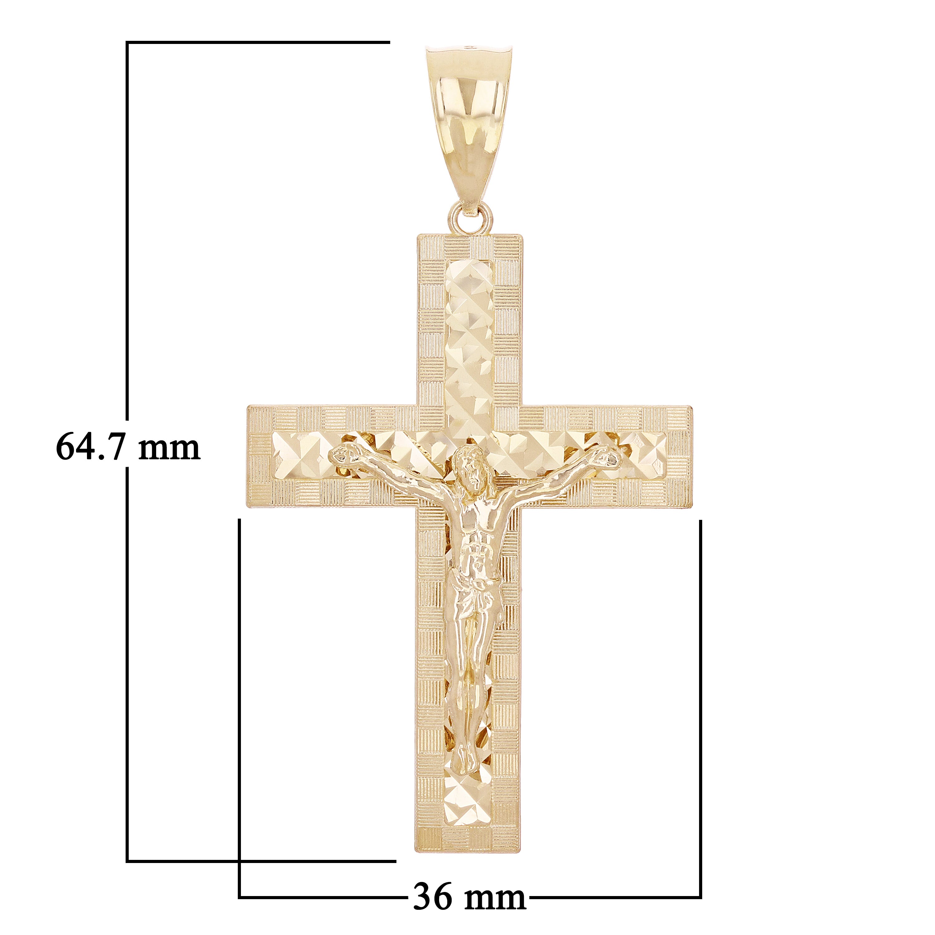 14k Yellow Gold Diamond Cut Jesus Cross Crucifix Pendant 2.5" 11.4 grams