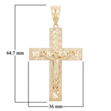 14k Yellow Gold Diamond Cut Jesus Cross Crucifix Pendant 2.5" 11.4 grams
