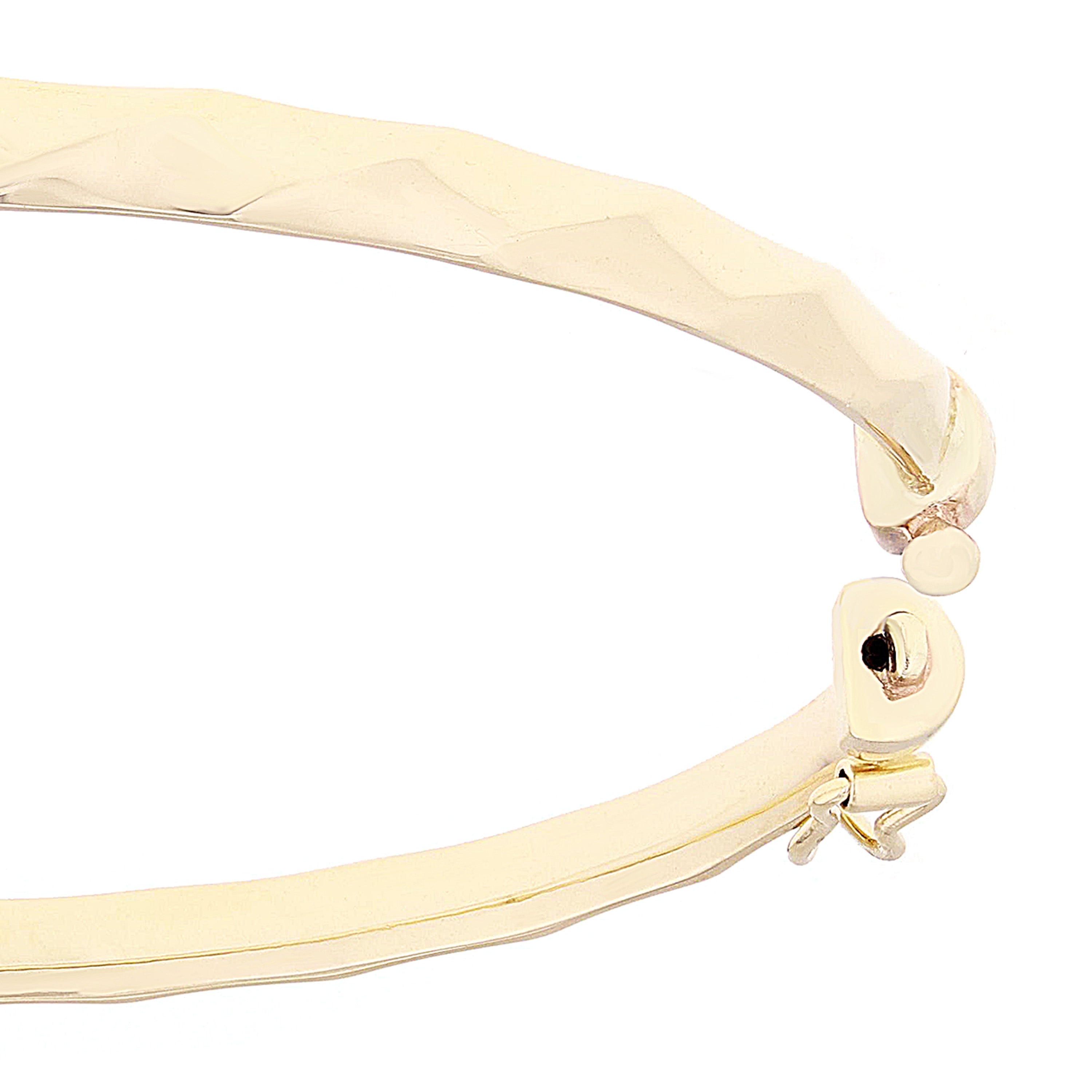 Italian 14k Yellow Gold Rope Design Hollow Oval Bangle Bracelet