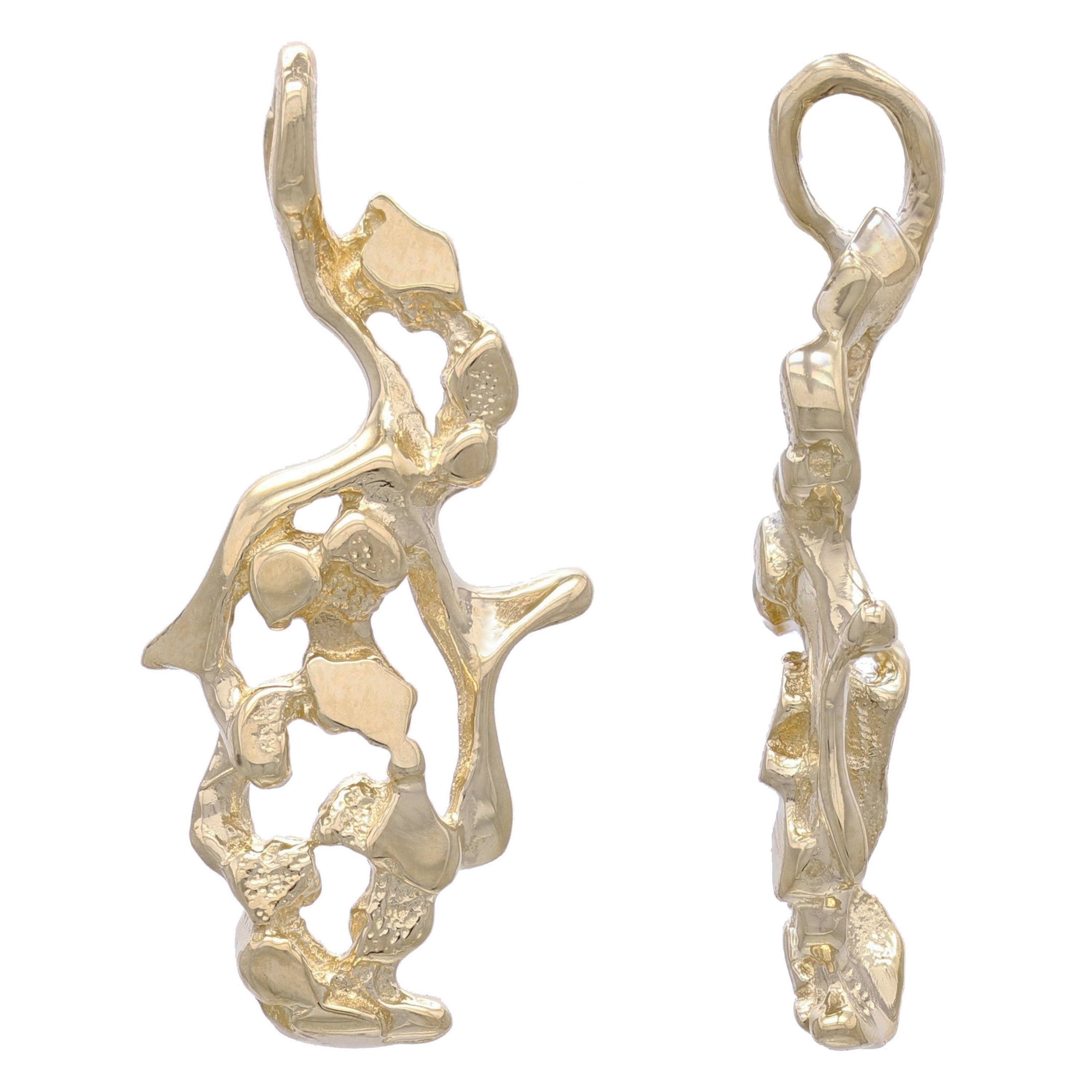 10k Yellow Gold Free Form Nugget Charm Pendant 1.25" 2.9 grams - Yellow