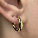 Italian 14k Yellow Gold High Polish Tube Round Hoop Earrings 4mm 0.75" 1.8 grams