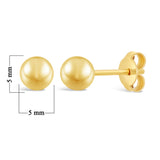 Italian 14k Yellow Gold Shiny Classic Medium Round Bead Ball Stud Earrings 5mm - 5 mm